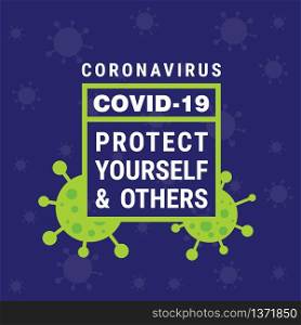 Covid 19 Poster with virus icon on background. Vector COVID-19 Awareness Poster