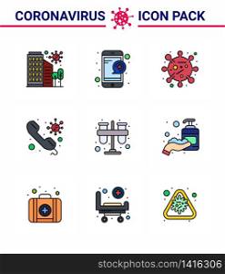 Covid-19 Protection CoronaVirus Pendamic 9 Filled Line Flat Color icon set such as on, consult, question, call, corona viral coronavirus 2019-nov disease Vector Design Elements
