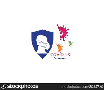COVID -19 protection logo vector template illustration