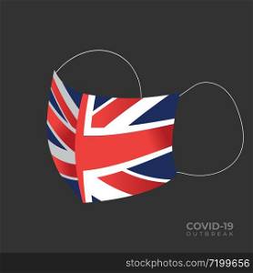COVID-19 Protection Vector Mask with the United Kingdom flag texture. COVID-19 Protection Vector Mask with the UK flag