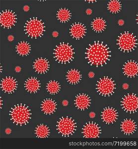 Covid-19 virus vector seamless pattern on the black background. Covid-19 virus vector seamless pattern on black