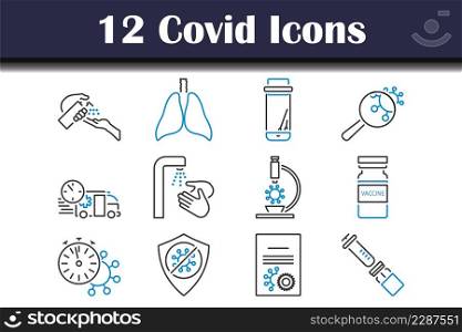 Covid Icon Set. Bold outline design with editable stroke width. Vector Illustration.