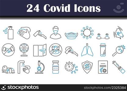 Covid Icon Set. Bold outline design with editable stroke width. Vector Illustration.