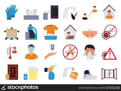 Covid Icon Set. Flat Design. Fully editable vector illustration. Text expanded.