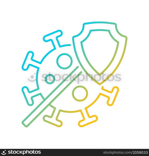 Covid insurance gradient linear vector icon. Coronavirus treatment coverage. Patient support at pandemic. Thin line color symbol. Modern style pictogram. Vector isolated outline drawing. Covid insurance gradient linear vector icon