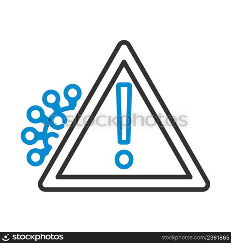 COVID Molecule Warning Sign Icon. Editable Bold Outline With Color Fill Design. Vector Illustration.