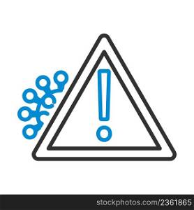 COVID Molecule Warning Sign Icon. Editable Bold Outline With Color Fill Design. Vector Illustration.