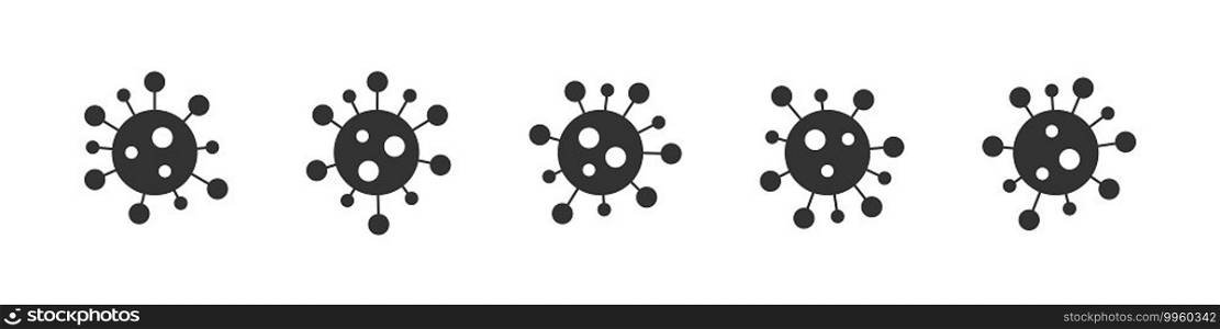 Covid symbols. Virus icons. Bacteria cell Icon. Concept stop Coronavirus. Vector illustration