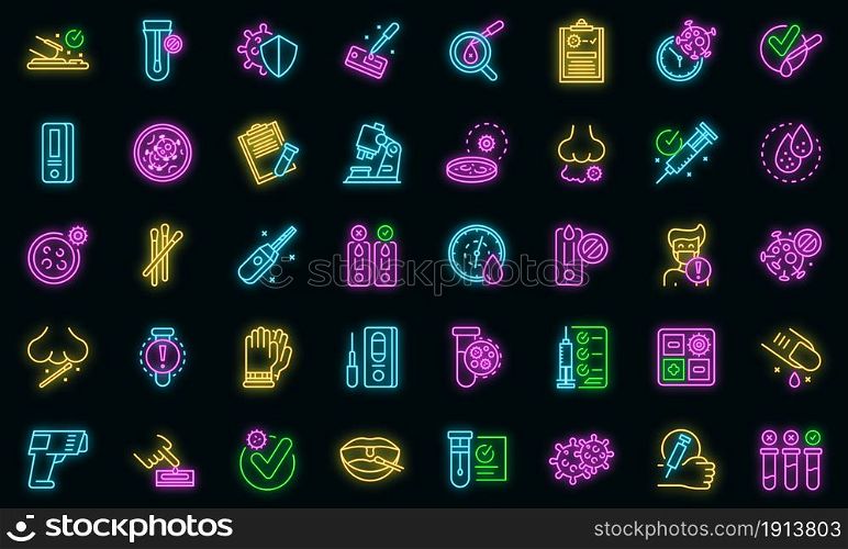 Covid test icon. Outline covid test vector icon neon color on black. Covid test icon, outline style