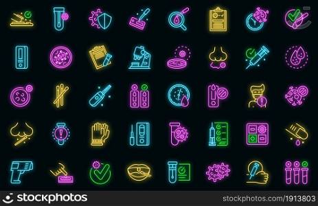 Covid test icon. Outline covid test vector icon neon color on black. Covid test icon, outline style