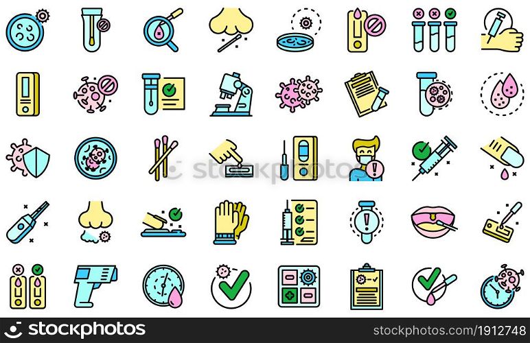 Covid test icon. Outline set of covid test vector icon thin line color flat on white. Covid test icon, outline style
