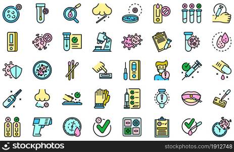 Covid test icon. Outline set of covid test vector icon thin line color flat on white. Covid test icon, outline style