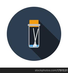 Covid Test Tube Icon. Flat Circle Stencil Design With Long Shadow. Vector Illustration.