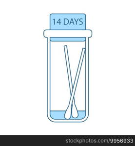 Covid Test Tube Icon. Thin Line With Blue Fill Design. Vector Illustration.