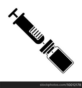 Covid Vaccine Icon. Black Stencil Design. Vector Illustration.