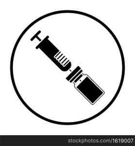 Covid Vaccine Icon. Thin Circle Stencil Design. Vector Illustration.