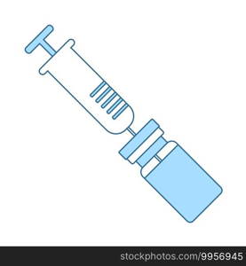 Covid Vaccine Icon. Thin Line With Blue Fill Design. Vector Illustration.