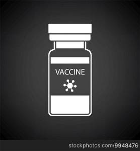 Covid Vaccine Icon. White on Black Background. Vector Illustration.