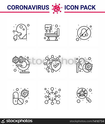 COVID19 corona virus contamination prevention. Blue icon 25 pack such as disease, virus, breathe, microscope, bacteria viral coronavirus 2019-nov disease Vector Design Elements