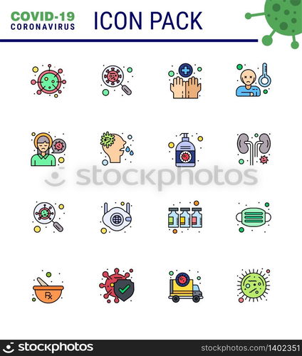 COVID19 corona virus contamination prevention. Blue icon 25 pack such as sick, fever, interfac, washing, hygiene viral coronavirus 2019-nov disease Vector Design Elements