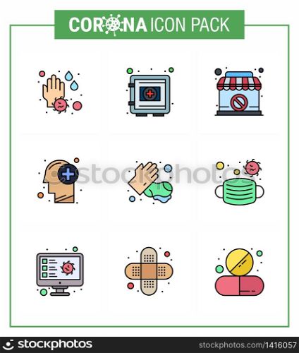 COVID19 corona virus contamination prevention. Blue icon 25 pack such as soap, medical, securitybox, healthcare, banned viral coronavirus 2019-nov disease Vector Design Elements