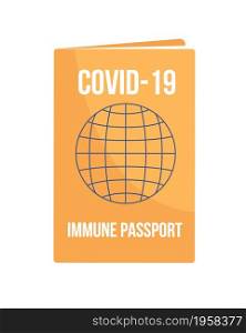 Covid19 immunity passport semi flat color vector object. Realistic item on white. After covid travel safety isolated modern cartoon style illustration for graphic design and animation. Covid19 immunity passport semi flat color vector object