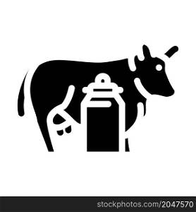 cow and milk glyph icon vector. cow and milk sign. isolated contour symbol black illustration. cow and milk glyph icon vector illustration