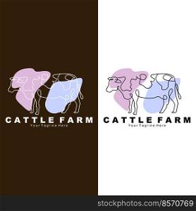 cow animal logo, cattle farm, dairy farm animal illustration design
