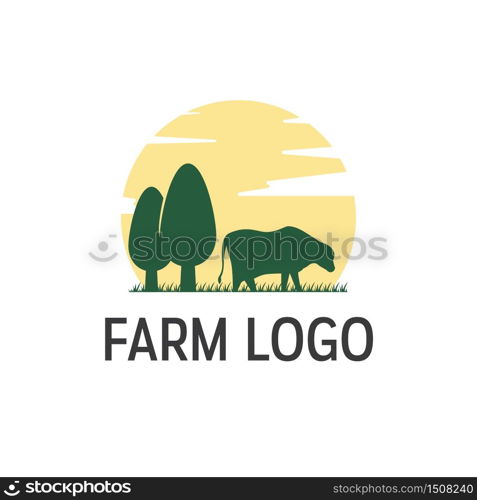 Cow Cattle Farm Beef Livestock Logo Template