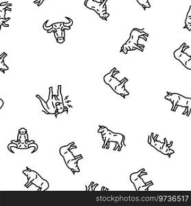cow farm dairy cattle milk white vector seamless pattern thin line illustration. cow farm dairy cattle milk white vector seamless pattern