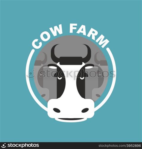 Cow farm logo. Head of a cow. Emblem, sign for farm livestock. Vector illustration.
