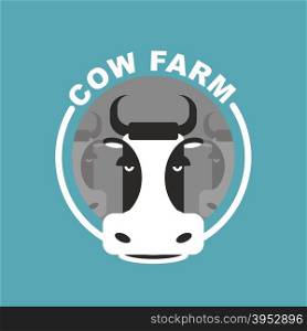 Cow farm logo. Head of a cow. Emblem, sign for farm livestock. Vector illustration.
