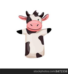 cow hand puppet cartoon. cow hand toy puppet sign. isolated symbol vector illustration. cow hand puppet cartoon vector illustration