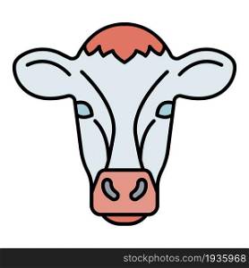 Cow head icon. Outline cow head vector icon color flat isolated. Cow head icon color outline vector