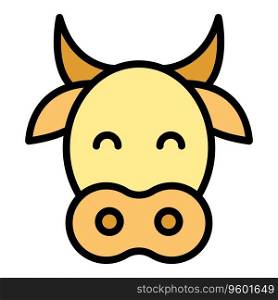 Cow head icon outline vector. Farm animal. Beef milk color flat. Cow head icon vector flat