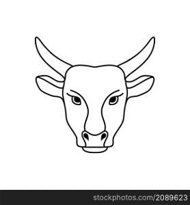 Cow head in line art style on white background.
