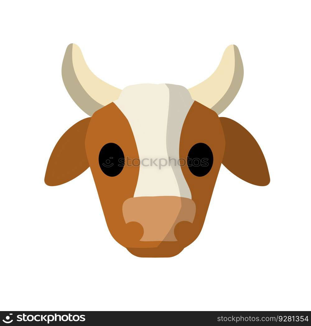 Cow Head. Outline Cartoon Emblem Of Farm Animal.. Cow Head. Outline ...