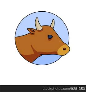 Cow head. Outline cartoon emblem of farm animal.. Cow head. Outline emblem of farm animal.