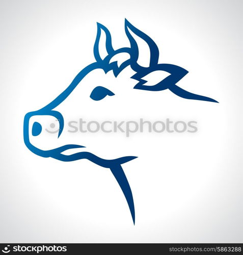 Cow head silhouette emblem design on white background. Cow head silhouette emblem design on white background.