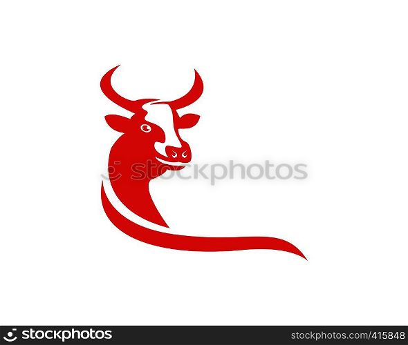 Cow Head Silhouette Logo Design Icon Template