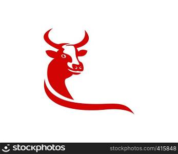 Cow Head Silhouette Logo Design Icon Template