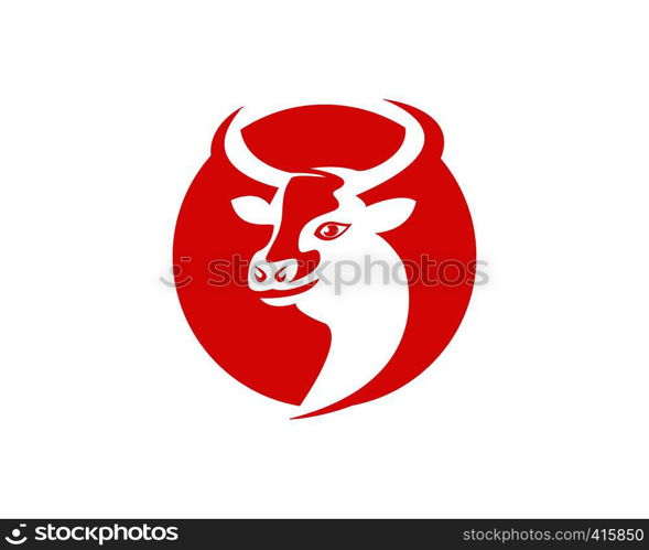 Cow Head Silhouette Logo Design Icon Template