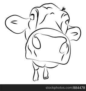 Cow head sketch, illustration, vector on white background.