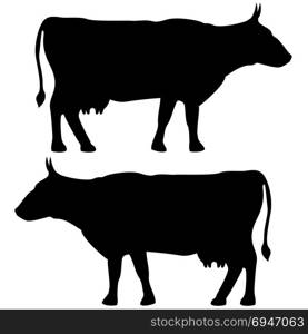 Cow icon black fill color set Flat illustration