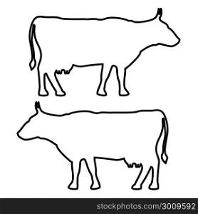Cow icon black fill color set Flat illustration Path style