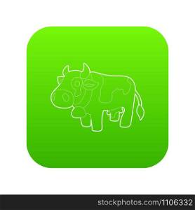 Cow icon green vector isolated on white background. Cow icon green vector