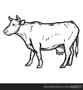 Cow icon. Hand drawn illustration of cow vector icon for web design. Cow icon, hand drawn style