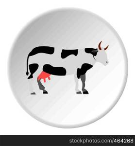 Cow icon in flat circle isolated vector illustration for web. Cow icon circle