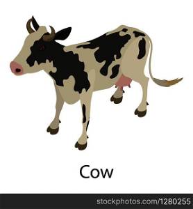 Cow icon. Isometric illustration of cow vector icon for web. Cow icon, isometric style