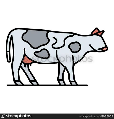 Cow icon. Outline cow vector icon color flat isolated. Cow icon color outline vector